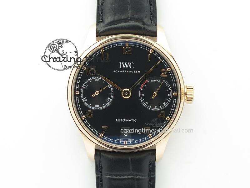 [ZF공장]IWC Portuguese Real PR RG IW5007  Black Dial On Black Leather Strap A52010