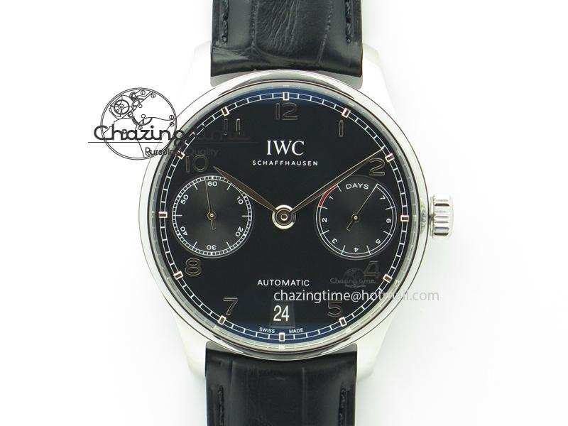 [ZF공장]IWC Portuguese Real PR IW500109 Black Dial On Black Leather Strap A52010