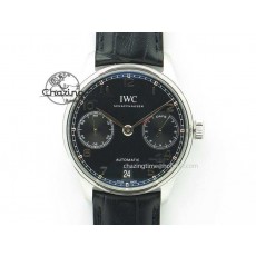 [ZF공장]IWC Portuguese Real PR IW500109 Black Dial On Black Leather Strap A52010