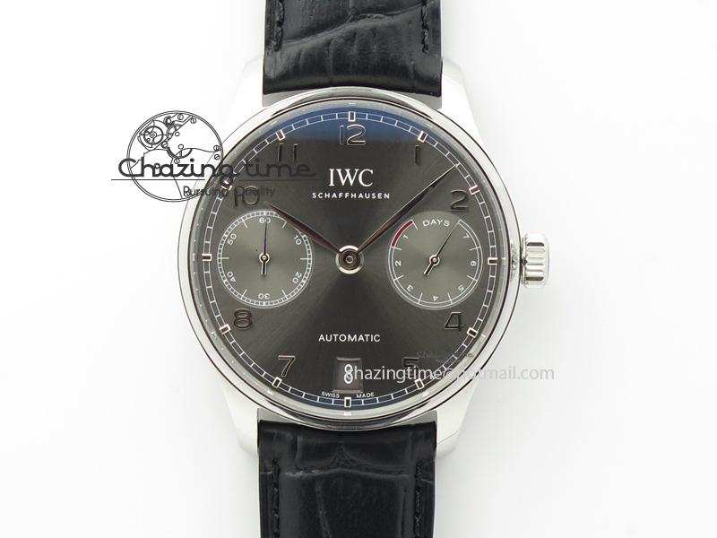 [ZF공장]IWC Portuguese Real PR IW500106 Grey Dial On Black Leather Strap A52010