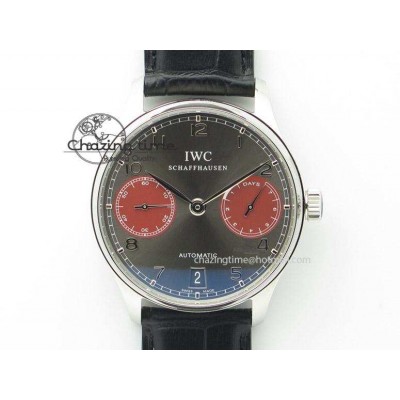 [ZF공장]IWC Portuguese Real PR IW500126 Grey/Red Dial On Black Leather Strap A52010