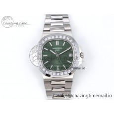 [3K공장]파텍필립 Nautilus 5711/1300A  Diamond Bezel Green Dial on SS Bracelet A324 Super Clone