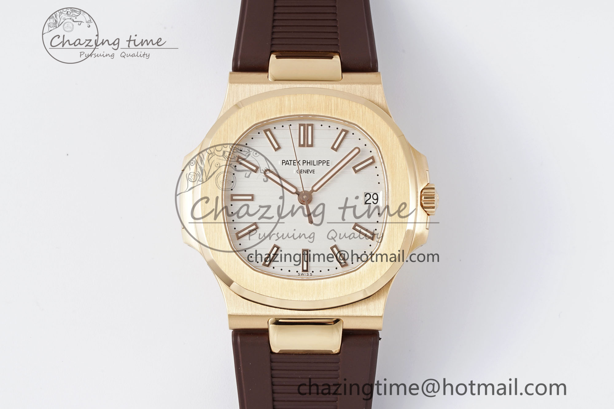 [PPF공장]파텍필립 Nautilus 5711/1R White Textured Dial on Brown Rubber Strap 324CS