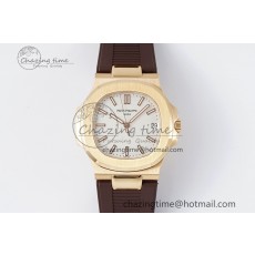 [PPF공장]파텍필립 Nautilus 5711/1R White Textured Dial on Brown Rubber Strap 324CS