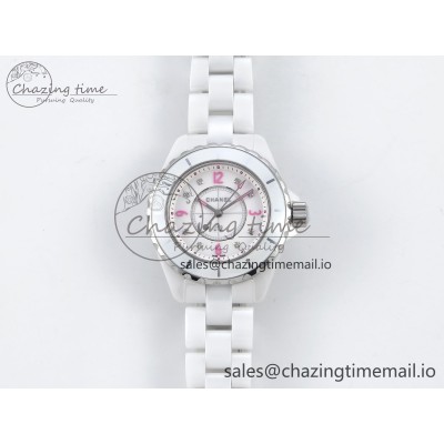 [EAST공장]샤넬 J13 33mm White Ceramic Pink Dial Diamonds Makers on Bracelet Swiss Quartz