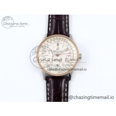 [TF공장]브라이틀링 Navitimer 1 RG/SS 41mm White Bezel White Dial on Brown Leather Strap A2824