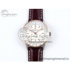 [TF공장]브라이틀링 Navitimer 1 RG 41mm White Bezel White Dial on Brown Leather Strap A2824