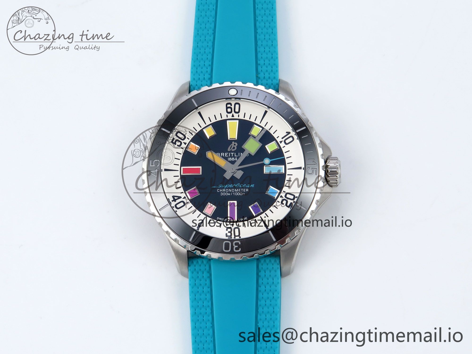 [TF공장]브라이틀링 SuperOcean Automatic 42 Black Dial on Blue Rubber Strap A2824