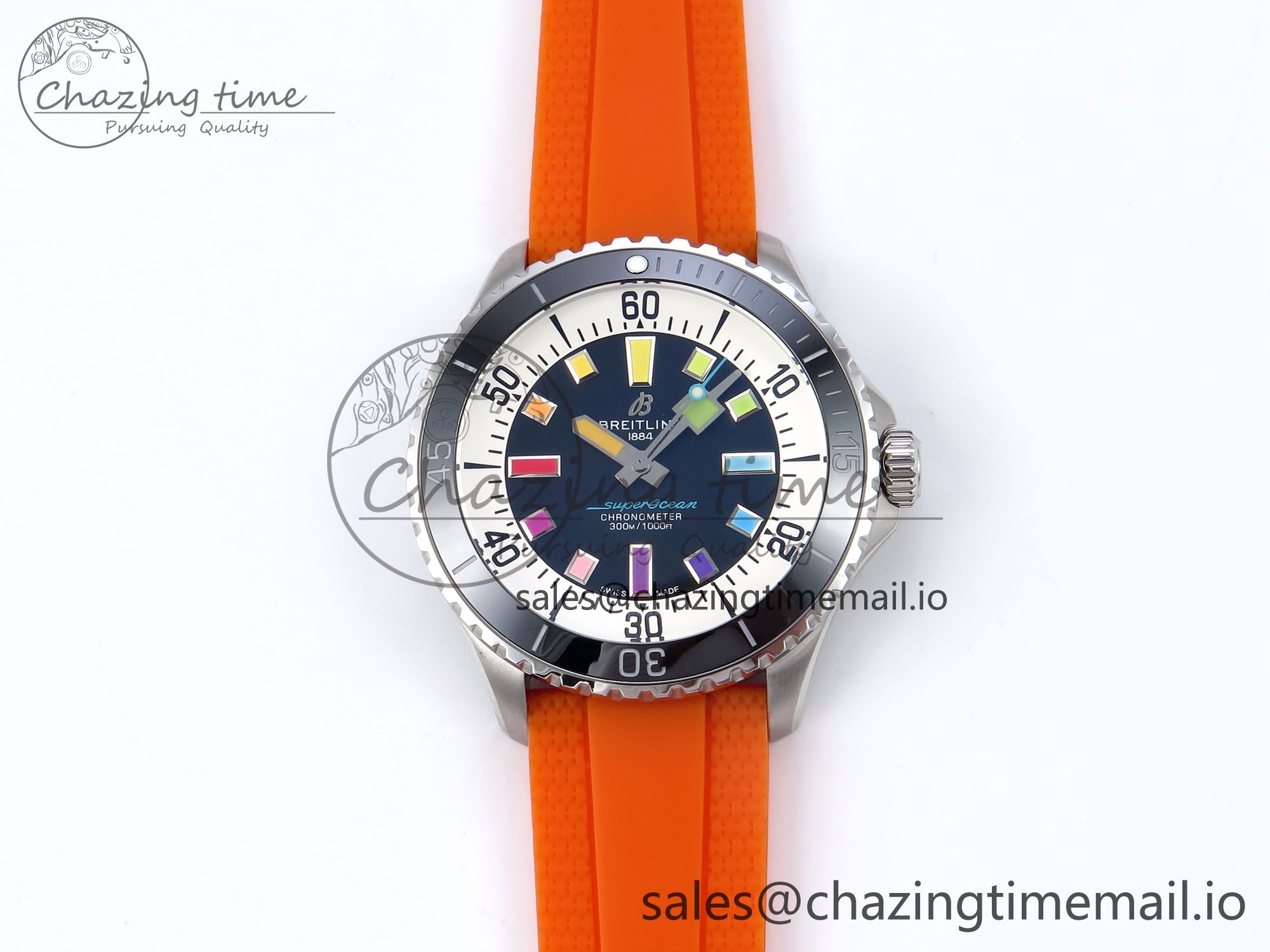 [TF공장]브라이틀링 SuperOcean Automatic 42 Black Dial on Orange Rubber Strap A2824